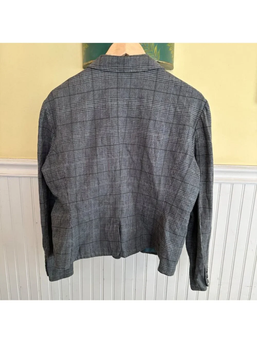 New York & Company Vintage Y2K Plus sizePlaid Blazer Jacket 16 Gray Cotton Blend
